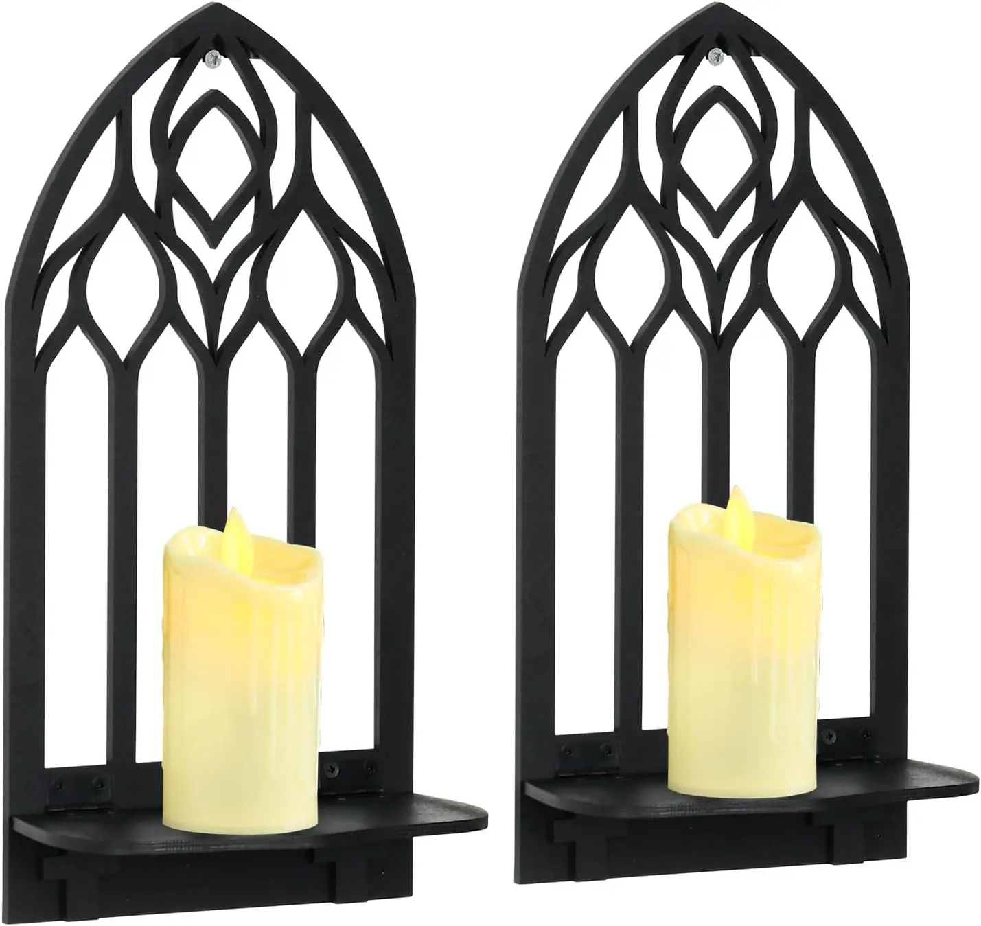 2 count Gothic Sconces Wall Decor Black Goth Decor Arched Church Wall Gothic Decor Art Gothic Bathroom Decor Gothic Home Decor for Living Room Kitchen Dinner Room (Upward)