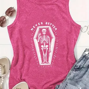 "Never Better" Skeleton Coffin Graphic Tank Top