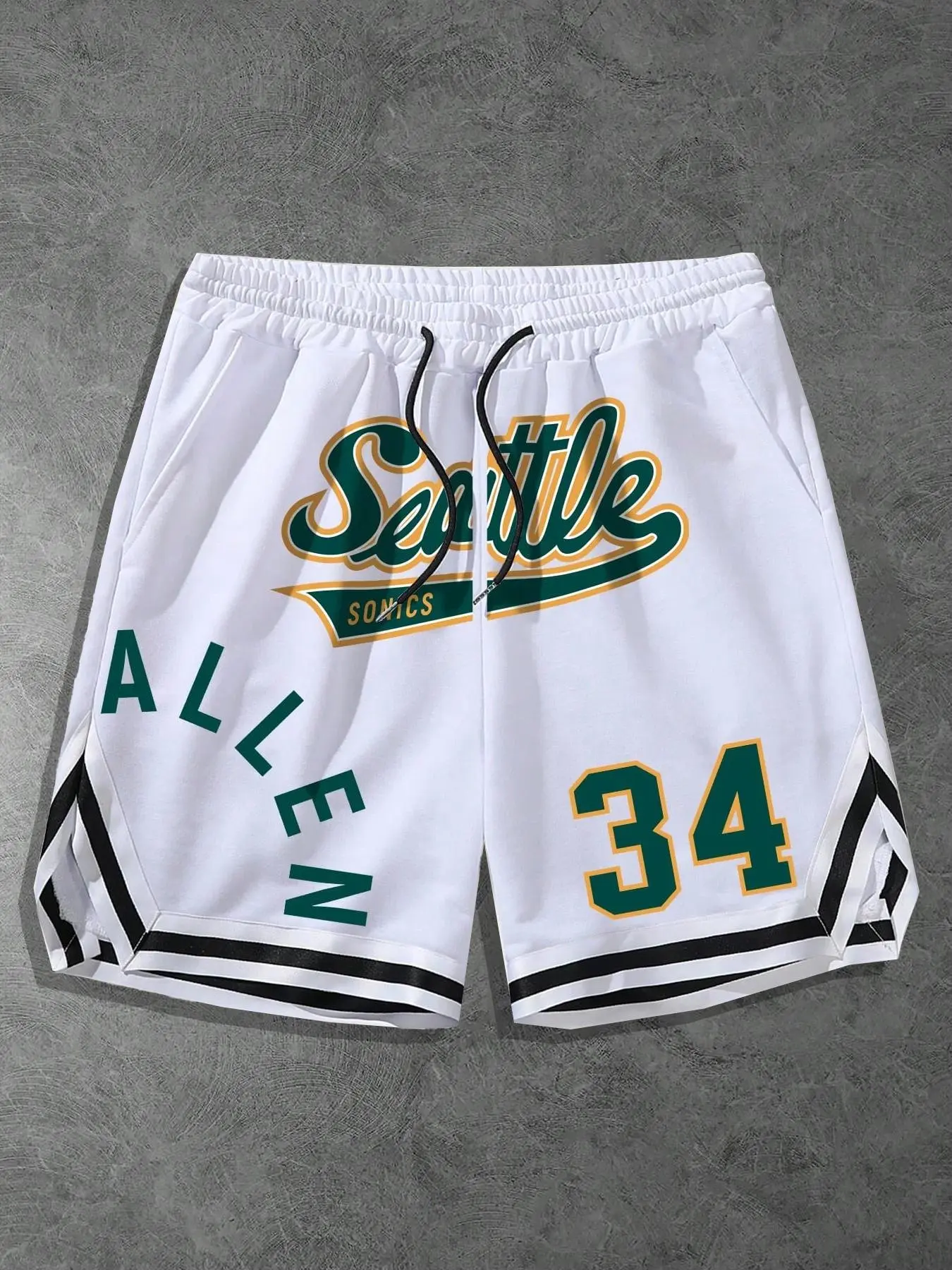 Men's Regular Fit Allen Iverson Print Shorts, Casual Graphic Shorts, Casual Sporty Breathable Comfortable Workout Sportswear Shorts, Men's Bottoms for Summer Gym Athletic Clothes, Fitness Workout Shorts