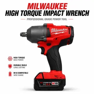 Milwaukee M18 900NM 1/2 Inch Brushless Cordless Power Tool Kit, High Torque Impact Wrench, 18V Lithium Battery Wrench for Construction Projects, Heavy Truck & Workshop Repairs, Car Lug Nut Removal
