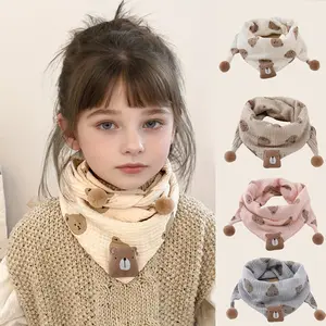 1pc ' Scarf, Four Seasons, Bear Logo, Cute Cartoon Casual Fashion Scarf for Boys and Girls, Suitable for Outdoor Play, Walking, and Travel