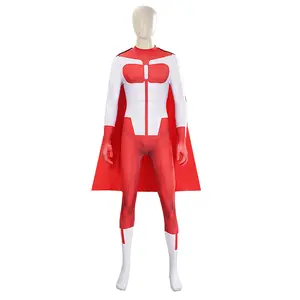 Omni Man Red Jumpsuit Cosplay Costume Set with Cloak for Comic Con Convention