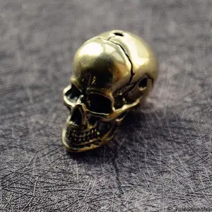 Brass Skull Statue, Retro Style Hollow Skull Figurine, DIY Decorative Accessory for Home & Desktop Decoration