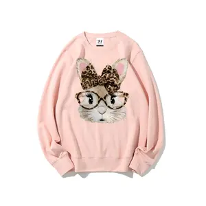 Sophia the Brown Furry Bunny Crewneck Sweatshirt Everyday Style Super Soft Unisex Fit Streetwear Graphic Top warm Womenswear Casual Printed Long Sleeved
