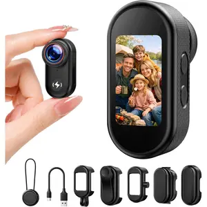4K Mini  Camera with 64GB Card, 1." Display Wearable POV Camera, Action Camera with  Mount, -Button Recording  Cam, WiFi App Control for Vlogging  Travel