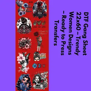 DTF Gang Sheet 22x60 – Trendy Women Designs – Ready to Press Transfers