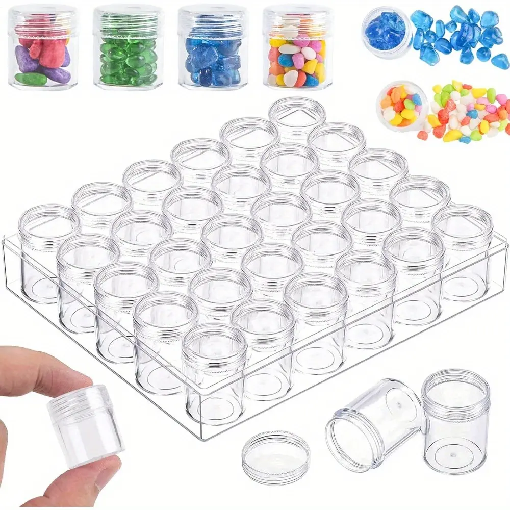 [Summervibes] A Set of 30 Grids Diamond Painting Storage Containers,Portable Bead Storage Organizer with Lids,Small Diamond Painting Containers Glitter Containers for Crafts,Jewelry,Hand Tools Kits