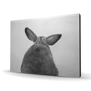 212 MAIN Artistic Minimalist Nature-Inspired Rabbit From Behind Wall Print - 36x48 in. White Photo Artwork, Pet-Focused Home Decor, Decoration Items, Ideal Gift for Room Accent