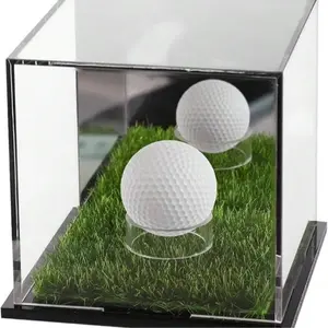 Acrylic Golf Ball Display Box with Base, Elegant Grass Texture Design, Durable and Stylish Storage Solution for Collectors and Enthusiasts