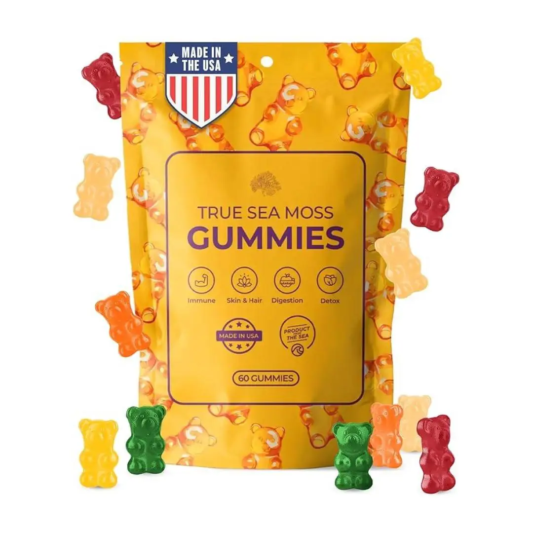 Sea Moss Gummies - 60 Organic Gummies for Immune Support, Heart Health & Wellness, GMO-Free, Natural Ingredients | TrueSeaMoss USA Healthcare Dietary