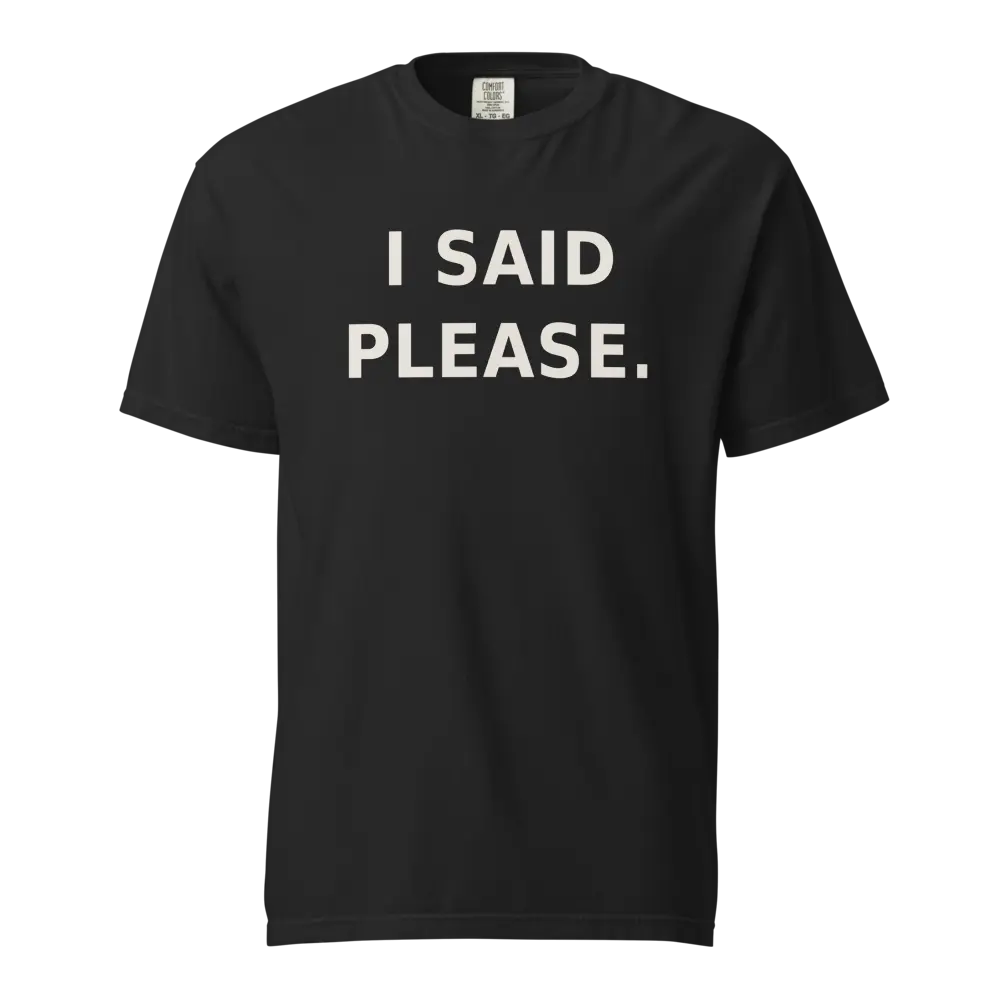 I Said Please T-Shirt - Funny AI Humor Gift for Developers - Garment Dyed Unisex Tee, Sizes S to 4XL