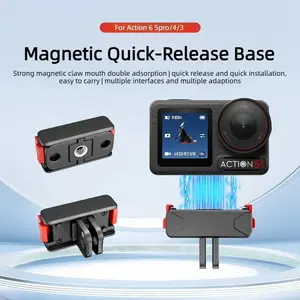 Aluminum Magnetic Quick-Release Adapter Base Mounting Bracket for Dji Action6/5pro/4/3, 1/4 Thread Interface, Also for Osmo360 Nano