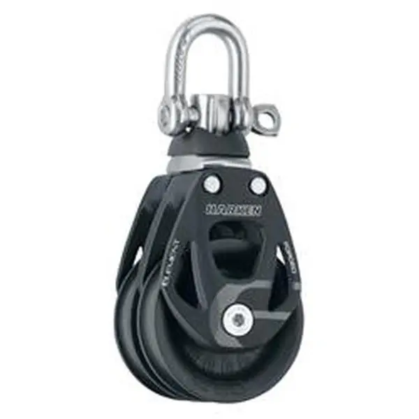 Harken 6269 Forged Aluminum Alloy Rigging Gear - 60mm Double Element Block, Hardcoat-Anodized, Composite Construction, 2-3/8 in Size, 1375 kg Load Capacity, 3032 lb Max Weight Rating, Swivel, Corrosion-Resistant