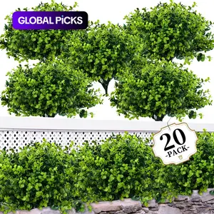 10/20 Bundles Artificial Faux Greenery Boxwood Plants, Fake Plant for Garden Porch, Window Box, Home Wedding, Farmhouse, Indoor Outdoor Decoration #GLOBAL PICKS