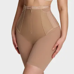 SHECURVE High Waist Shapewear Shorts Side Buckle Tummy Control 28 Degree Butt Lift 5D Voluptuous Curves Ultra Thin Breathable Mesh Cooling Summer Hourglass Fajas for Women