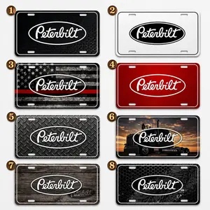 Peterbilt License Plate, Black Red White Trucker Vanity Tag, 12x6 Aluminum Car Plate, Big Rig Gift, Rustic Garage Decor