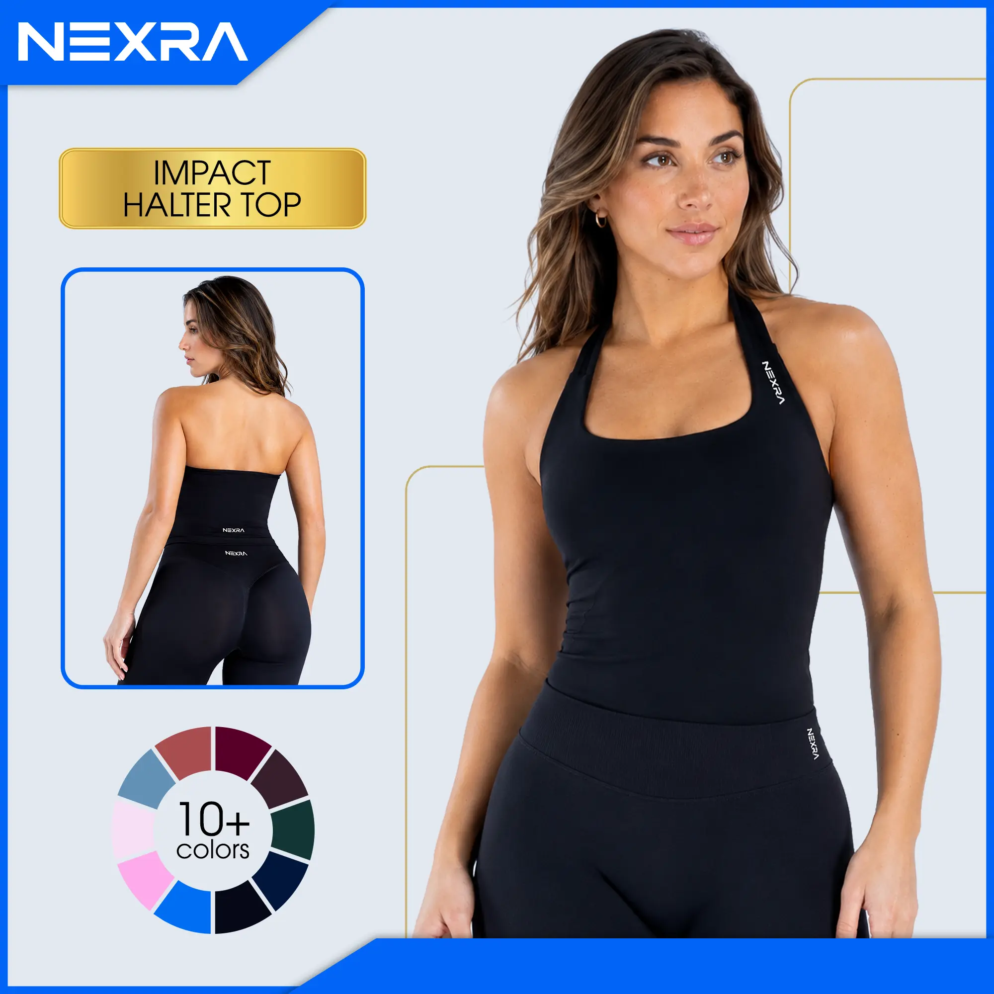NEXRA Impact Halter Top - Breathable Fabric Tank Top for Daily Wear