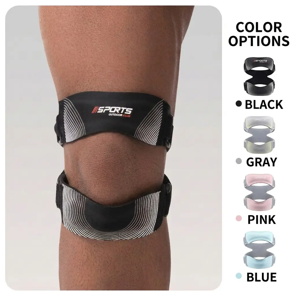 Double Layer Sports Patella Strap, Adjustable Compression Knee Brace, Shock Absorbing Meniscus Knee Sleeve, Knee Joint Protective Gear for Basketball Running Gym Fitness Outdoor Workout