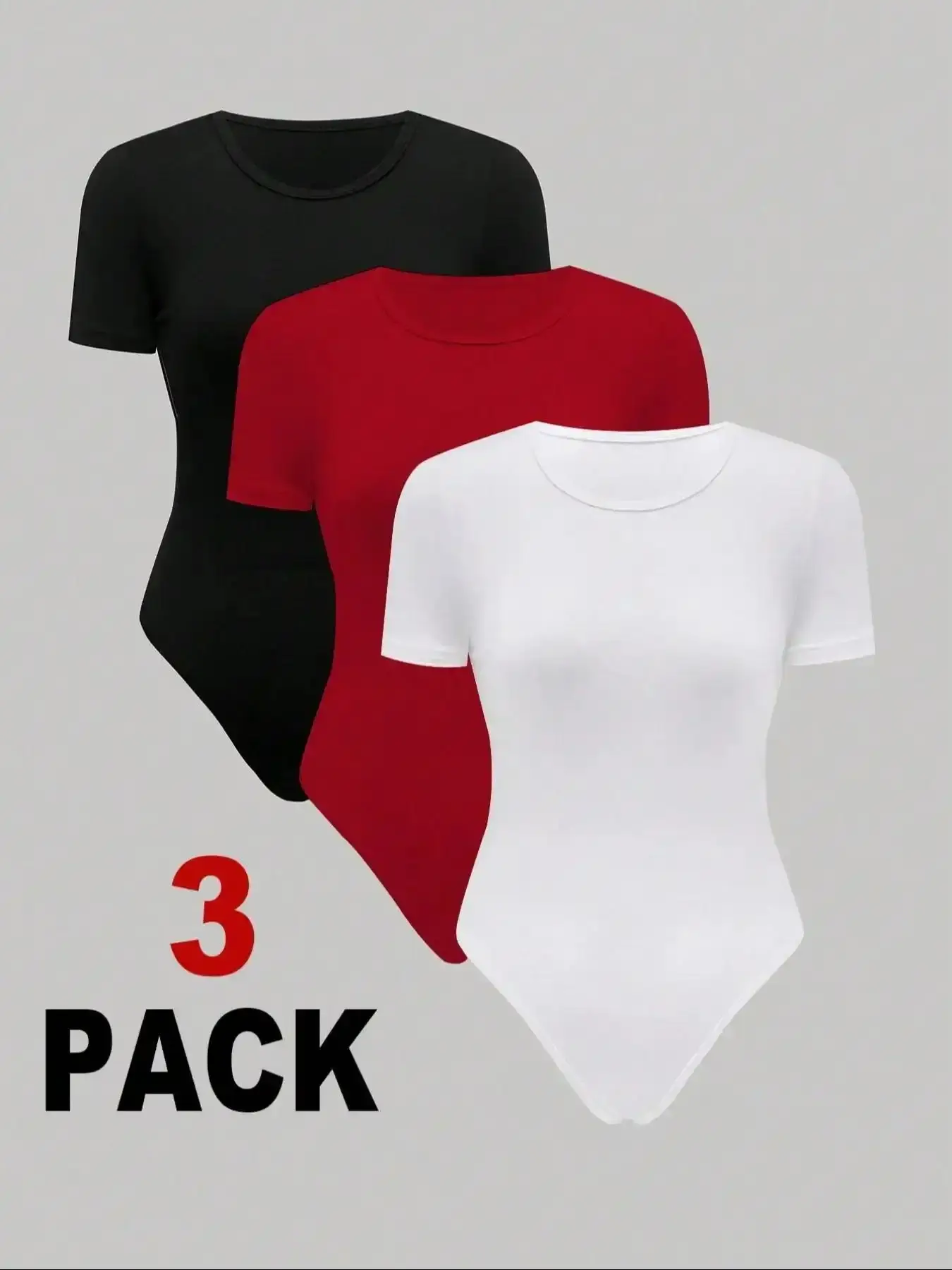 Women's Solid Round Neck Bodysuit, Casual Short Sleeve All Seasons Shapewear Bodysuit for Daily Wear, Ladies Clothes for All Seasons