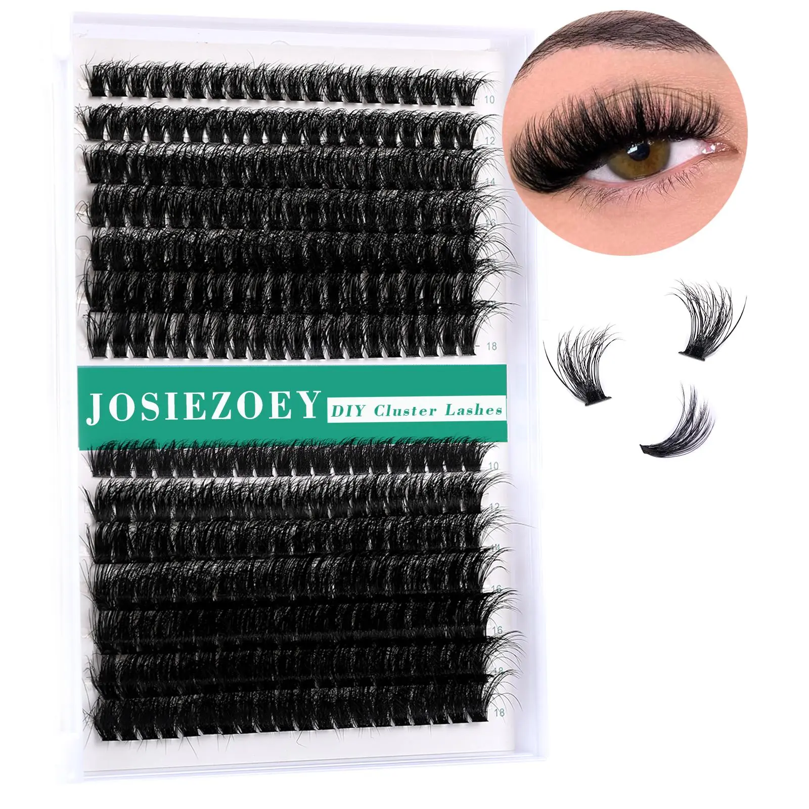 JOSIEZOEY Fluffy Silky D Curl Cluster Lashes, 60D+80D 0.07D 280pcs 10-18mm Thin Band Wispy Individual Lashes, Waterproof DIY At-Home Eyelash Extensions, Lightweight Salon-Grade Cosmetic (0.07D-9-16MM Option)