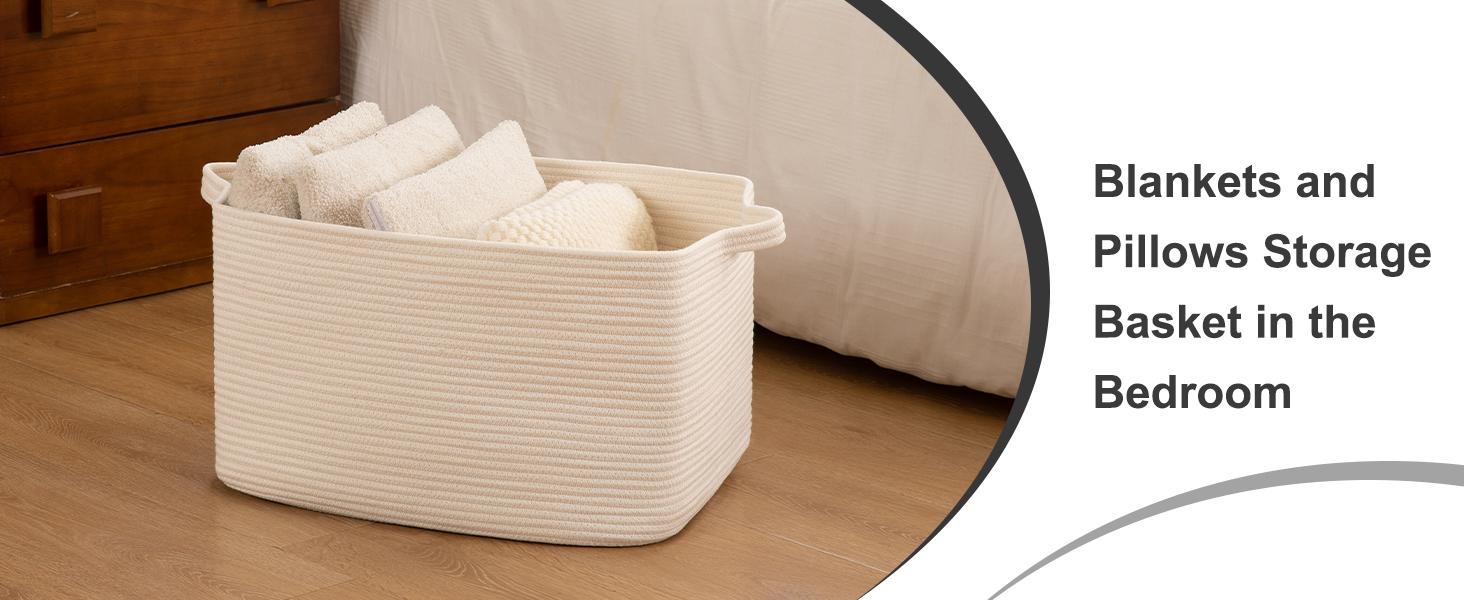 65L Large Cotton Rope Woven Blanket Storage Basket for Baby Room and Living Room Organiser 65L Large Cotton Rope Woven Blanket Storage Basket for Baby Room and Living Room Organiser