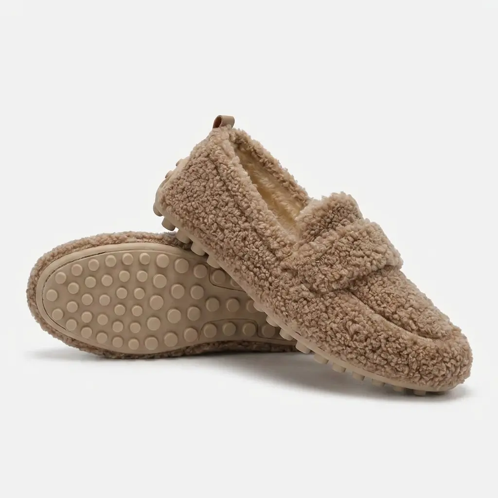 Northend | Ariella Teddy Loafers - Fuzzy Shearling Comfort Shoes, Cushioned Non-Slip Sole, Slip-On Warm Winter House Shoes for Women