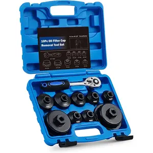 Oil Filter Wrench Set, 10pc Oil Filter Socket Set, 3/8" Drive Metric Oil Filter Cap Wrench Removal Tool Kit, Low Profile Oil Filter Socket Set Compatible with Toyota VW BMW Mercedes