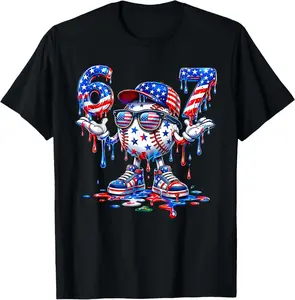 Baseball Game Day American 1776-2026 250 Years 4th of July T-Shirt Kids graphic tee