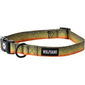 Wolfgang Heavy Duty, Adjustable Dog Collar with Quick Release Nylon Buckle for Walking & Training, Brooktrout Print, Small