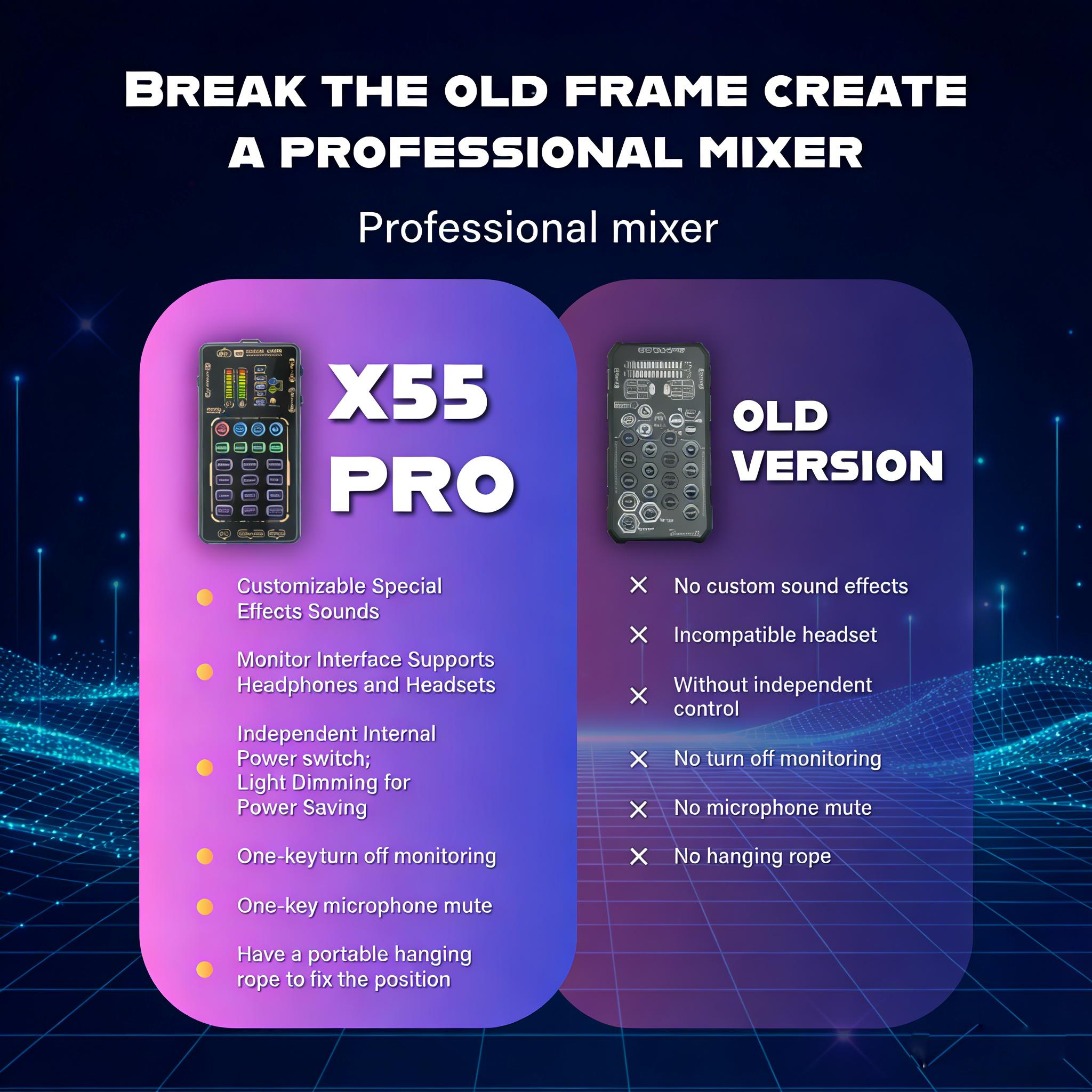 X55 Pro Compact Handheld Sound Card Kit for Podcasts Portable Audio Interface Compatible with Mobile Phones & Computers Ideal for Podcasters and Audio Enthusiasts