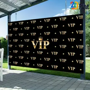 2D Flat Banner Wall Decor 1pc VIP Gold Luxury Exclusive Member Logo Shining Party Celebration Event Decorative Background High-end Social Occasion Status Symbol Black and Gold Color Matching Classic Luxury Style Studio Props, Indoor/Outdoor Use, Birthday