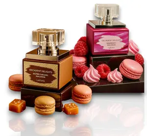 Lattafa Perfumes | Decadent Delights | Salted Caramel Macaron + Raspberry Macaron | Eau De Parfum | 50 ML | Unisex Fragrance | Salted Caramel Macaron - Sandalwood - Raspberry & Tonka Bean Notes