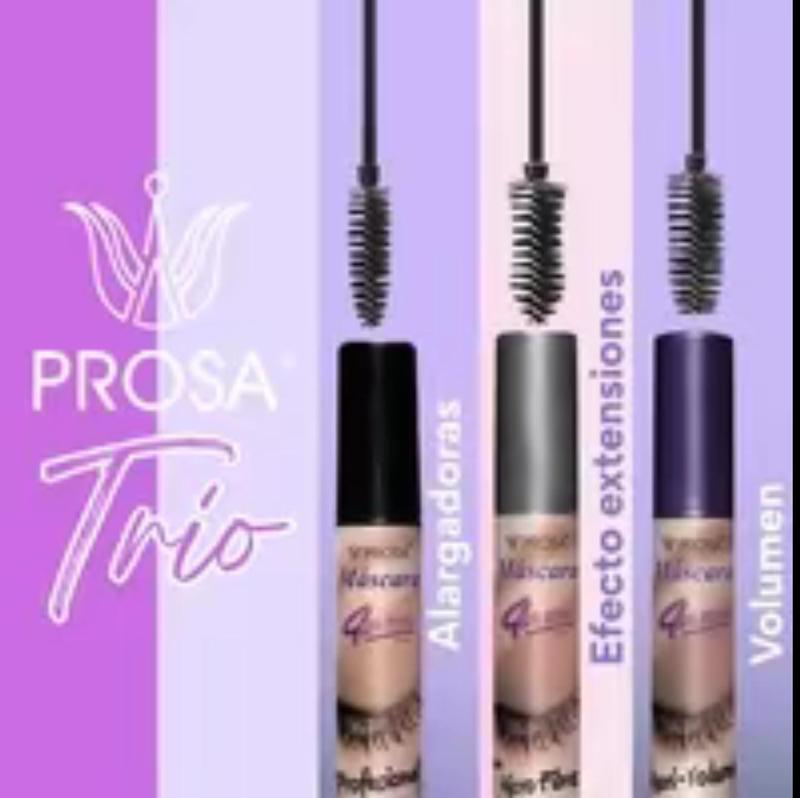 Viral! Prosa Mascara Set of 3 TRIO Piece Bundle Set - Waterproof Makeup - Alargadora + Volumen + Efecto Extensiones