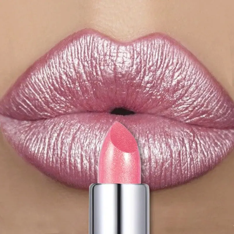 12 Colors Bold & Intense Glitter Shiny Metallic Lipstick Pearlescent Shimmer Lip Tint Long Lasting Easy Color Diamond Lipstick