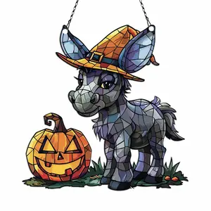 Azaad Apparel Donkey Halloween Ornament Acrylic Window Hanging; Gift For Donkey Lovers Gift, Halloween Home Wall Hanging Decor, Halloween Decorations
