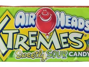 Airheads Xtremes Sour Candy Belts Rainbow Berry, Soft Chewy Non Melting Candy, 4.5 oz Bags, 2 Pack Bulk Party Size with Sticker