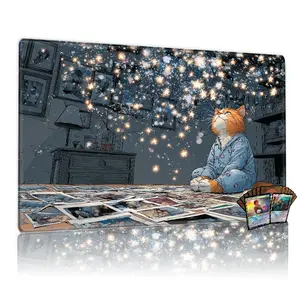 Magic The Gathering Cat Themed Playmat 12x24 inch Non-Slip TCG MTG Game Mat with Cute Cat Design, Perfect for Family Gatherings & Board Game Enthusiasts, Ideal Gift for Card Game Lovers