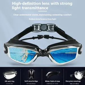 Large Frame Waterproof Anti Fog Prescription HD Swimming Glasses for Adults Men Women Children Diving Goggles Set Comfort Fit UV Protection Adjustable Nose Bridge