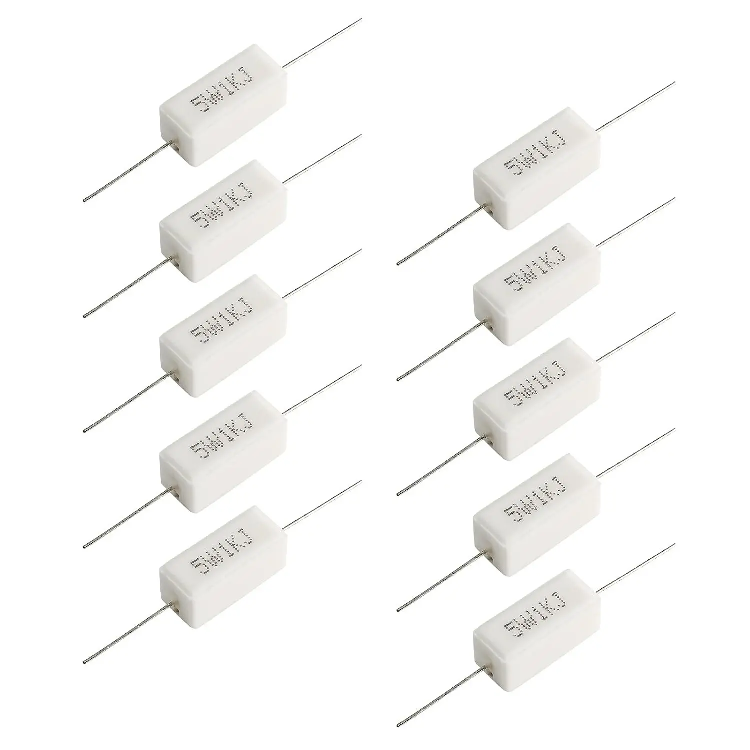 10Pcs 5W 1K Ohm Cement Resistor, Wirewound Ceramic Power Resistor