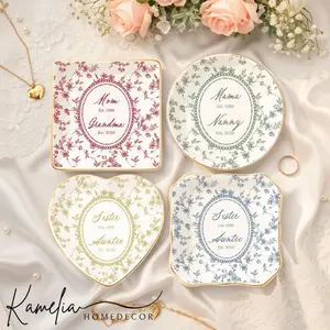 Personalized Toile De Jouy Grandma Est Ring Dish, Custom New Grandma Ceramic Jewelry Tray, Promoted To Grandma, Mothers Day Gift For Grandma
