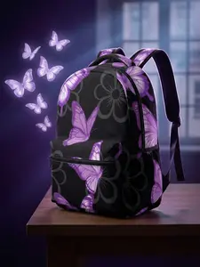 Youth Casual Backpack, School Bag, Dreamy Butterfly Design, Perfect for Students, Lightweight & Durable, Ideal for Daily Use