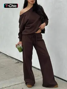 Long Sleeve Fall Sweatsuit 2 Piece Set, Women Casual Oversized Pants Casual Clothes Set