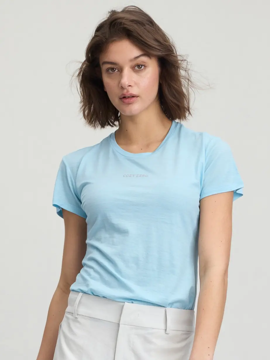 [BLUE ACCENT] Women's 100% Merino Lightweight Tee
