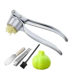 5-in-1 Garlic Press Mincer and Peeler, Ginger Press, Essential Kitchen Tools - Durable Garlic Presses and Garlic Presser, Dishwasher Safe, Easy Squeeze Design for Ginger, Nuts, Herbs