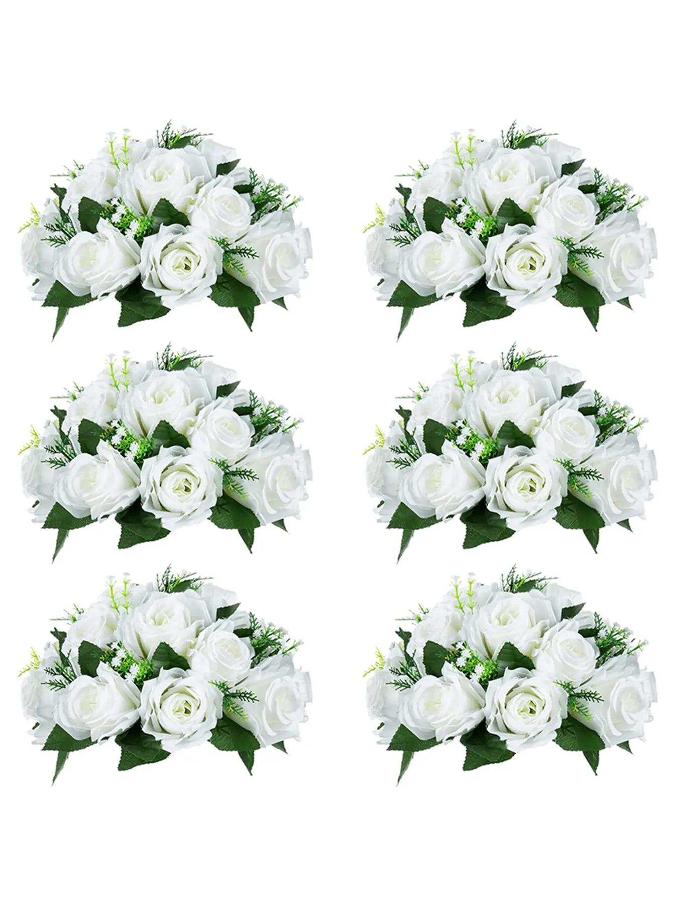 Artificial Flower Ball Arrangement Bouquets, Plastic Roses with Base, Fake Wedding Rose Flower Ball Centerpieces, 6 Fake Flower Balls for Wedding Centerpiece Flower Racks, Party Valentine's Day Home Décor Table DIY Flower Decorations