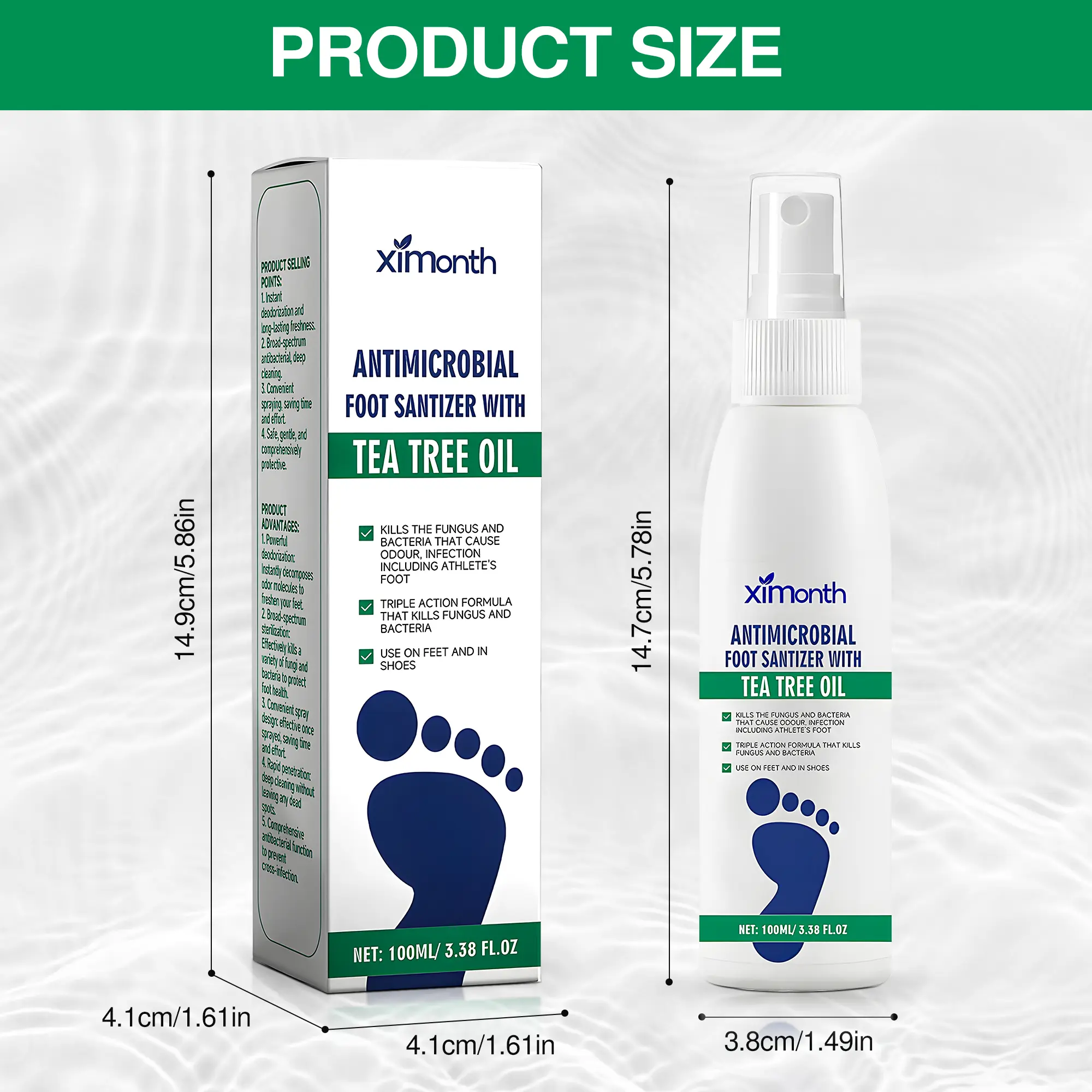 Foot Spray with Tea Tree Oil, Foot Care Dry Feet Plantar Moisturizing Deodorant, Advanced Foot and Nail Spray Moisture Moisturizer Foot Care Product