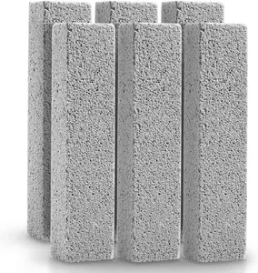 6 Pack Pumice Stone for Toilet Bowl Cleaning, Scouring Stick Remove Toilet Bowl Hard Water Rings, Calcium Buildup and Rust Suitable for Cleaning Toilet, Bathroom, Kitchen Sink, Grill（Gray
