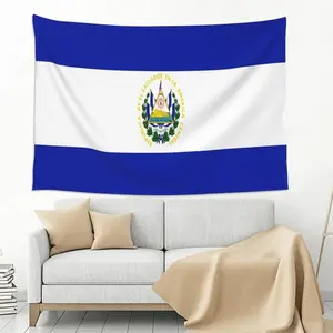 Linen Lightweight Hanging El Salvador Flag Tapestry, 60x40 in Decor, Room Decor Wall Art for Bedroom, Living Room
