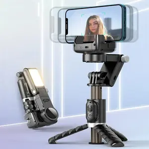 Q18 Desktop Following the shooting Mode Gimbal Stabilizer Selfie Stick Tripod with Fill Light for iPhone Cell Phone Smartphone