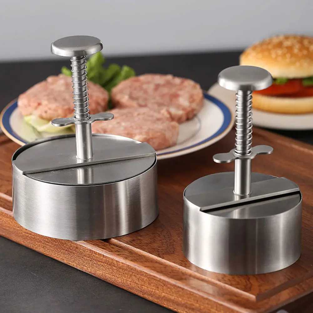 Stainless Steel Adjustable Burger Press Machine, Meat Press, Non-Stick Patty Maker Mold for Beef & Vegetables, Ideal for Cooking & Hamburger Making